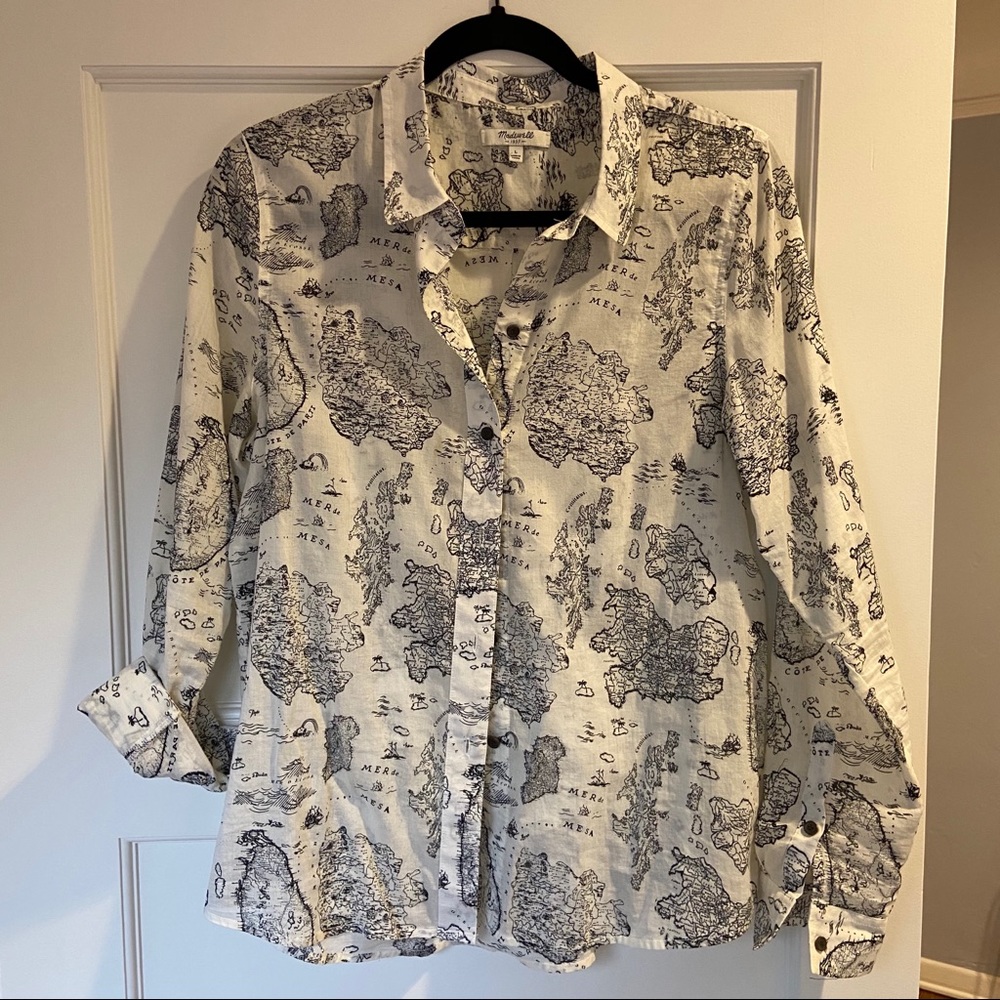 Madewell Map Pattern Button Down
